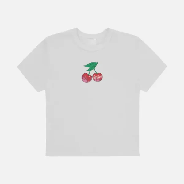Camiseta de Cerezas Para Mujer – Blanca