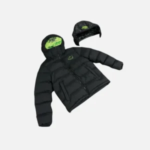 Chaqueta Con Capucha Doble ‘Syna Logo’ Negra/Verde Neón
