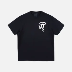 Camiseta Negra Con Logo Impreso en Blanco de Halo ‘s’