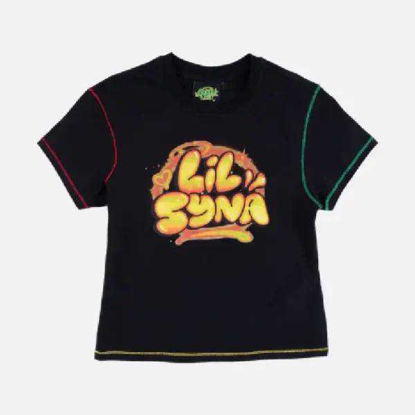 Camiseta recortada sin mangas de logo Lil de mujeres Synaworld – Negra