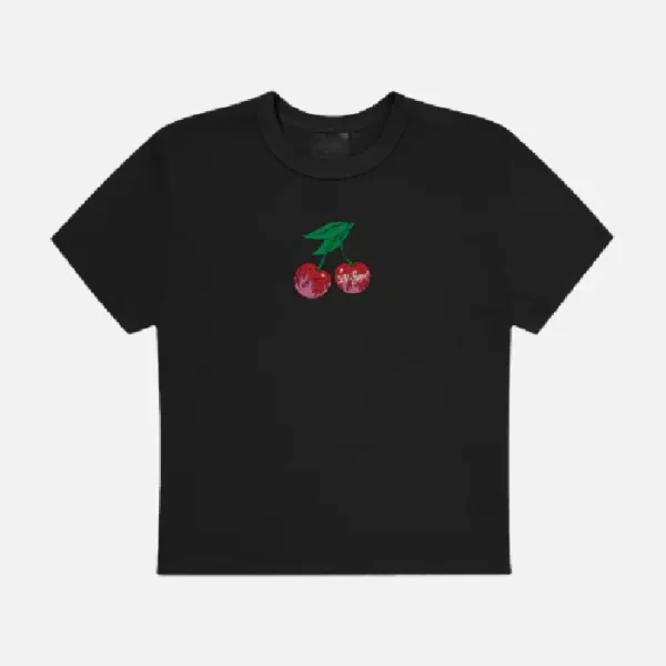Camiseta de Cerezas Para Mujer – Negro