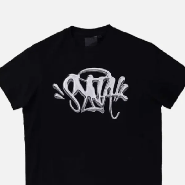 Camiseta con el logotipo de Syna – Negra/Plateada - Image 2